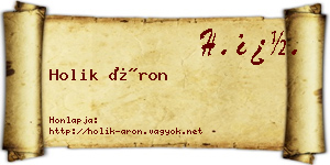 Holik Áron névjegykártya